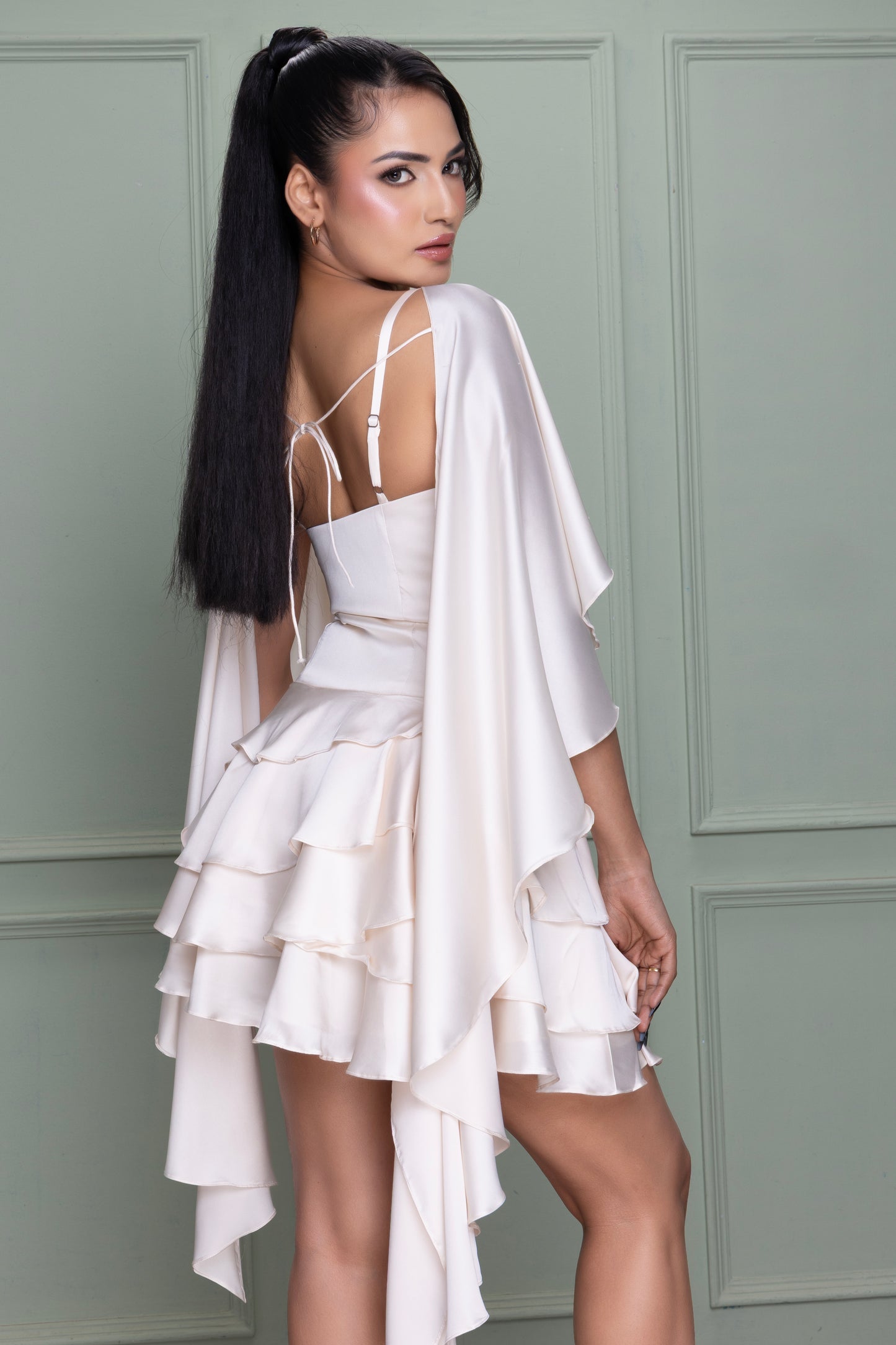 Ivory Satin Mini Dress